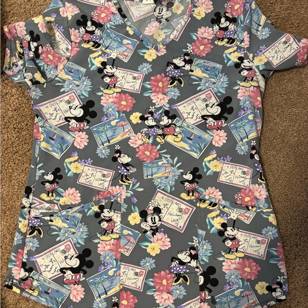 Disney Mickey Mouse Floral Scrub Top